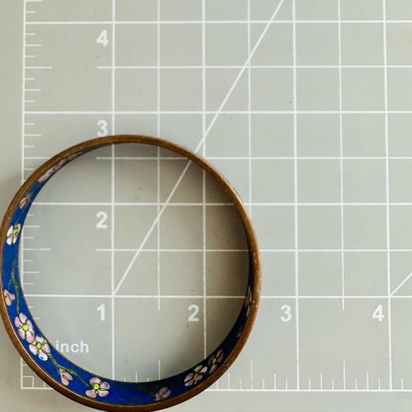 Vintage Champleve Enamel Floral Bangle Bracelet - Picture 10 of 15